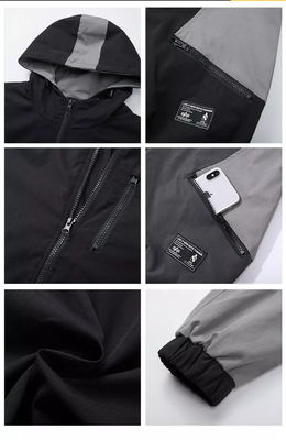 Hombres encapuchados de Grey Jacket Waterproof Windbreaker For de la juventud ordinaria floja del punto