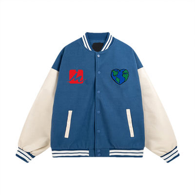 Las chaquetas del equipo universitario del bordado del bombardero cubren con cuero para envolver la chaqueta unisex del béisbol que pone letras