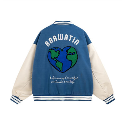 Chaqueta unisex del equipo universitario del béisbol del bombardero de la manga del bordado de las chaquetas de cuero del equipo universitario