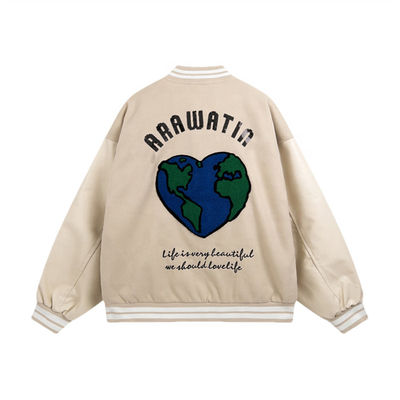 Las chaquetas unisex del equipo universitario del bordado cubren la chaqueta de Letterman con cuero del béisbol del bombardero de la manga