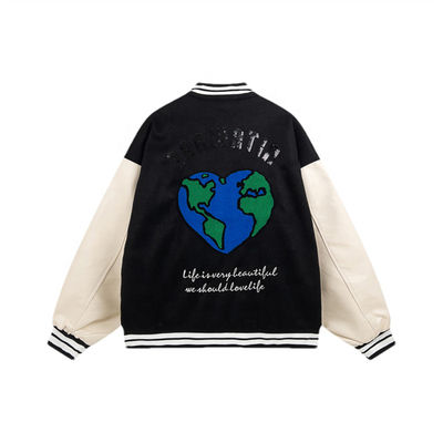 Las chaquetas del equipo universitario del bordado del bombardero cubren con cuero para envolver la chaqueta unisex del béisbol que pone letras