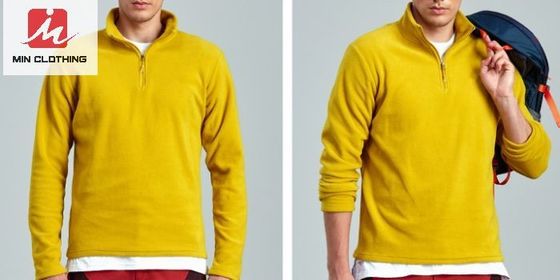 Las chaquetas respirables de la prenda impermeable corriente casual se divierten el poliéster de la cremallera de la mitad de la chaqueta del paño grueso y suave