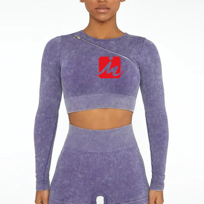 Sujetador deportivo de 5 piezas y mallas para mujer Conjuntos de fitness acanalados sin costuras Ropa deportiva