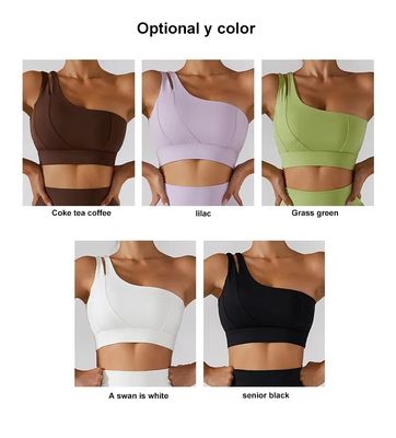 Correa de hombro oblicua única Mujeres Yoga Fitness Ropa interior Tubo de soporte de alto impacto